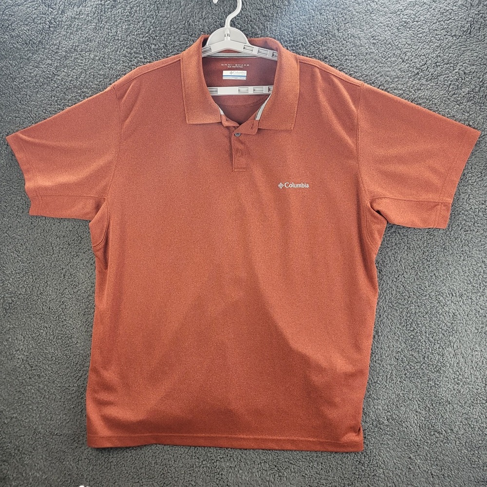 Columbia Omni Shade Polo Shirt Orange Mens 2XL Short Sleeve Casual Fishing